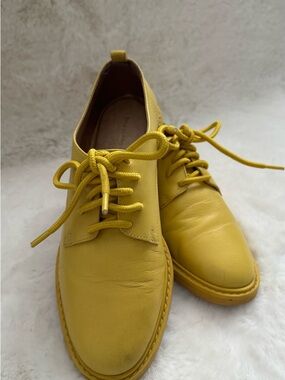 Bruno Menegatti Yellow Leather Lace-Up Oxford Shoes
